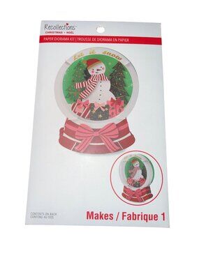 Recollections Christmas Paper Diorama Kit Snowman Scene With Trees Holiday Craft
